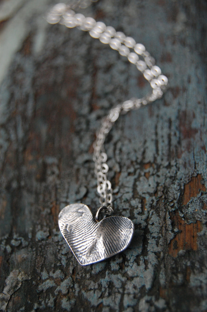 Custom Small Heart Fingerprint Necklace Kaleen Wolfe Designs