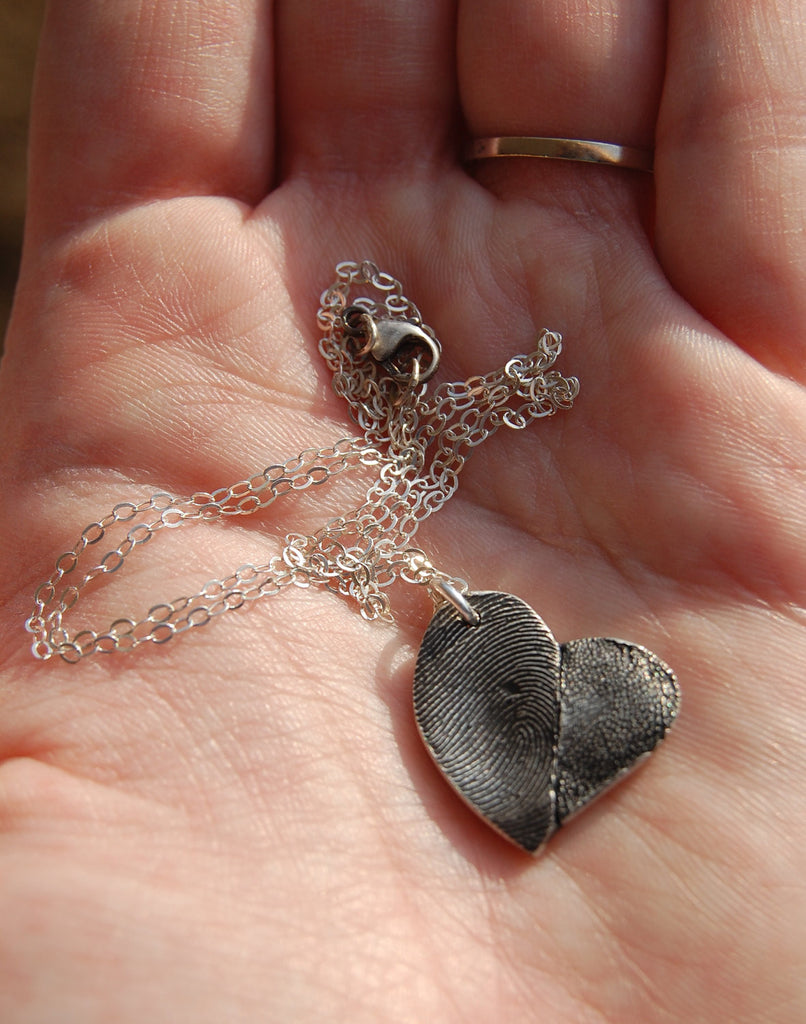 Custom Paw Pad and Fingerprint Necklace - Silver Puppy Love