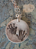 Custom Hand Print Necklace in Fine Silver