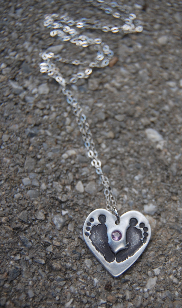Birthstone footprints necklace deals