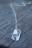 Little Piggy Custom Footprint Silver Dog Tag Necklace