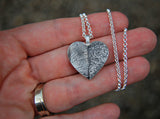 Customized Pet Paw Pad & Fingerprint Heart Necklace // Fine Silver