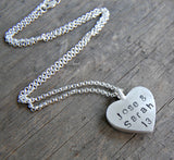 Your Own Custom Silver Double Fingerprint Heart with Chain