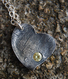 Custom Silver Fingerprint Heart with a Birthstone