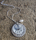 Custom Silver Fingerprint with TWO Handstamped Silver Discs - Includes Sterling Cable Chain