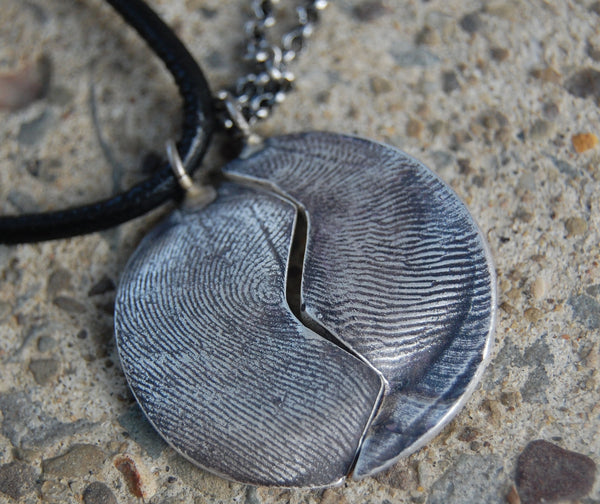 Custom Silver Fingerprint And Baby Footprint Necklace Set For New Dad –  Ashley Lozano Jewelry