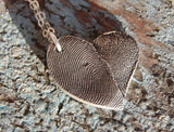 Custom Paw Pad and Fingerprint Necklace - Silver Puppy Love Asymmetrical Heart
