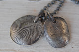 Custom TWO Silver Fingerprints - Personalized Necklace with Sterling Ball Chain