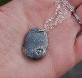 Custom Sterling Fingerprint with Heart Imprint - Includes Chain