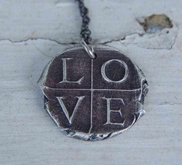 Wax Seal Love Necklace in Fine Silver - Ready to Ship