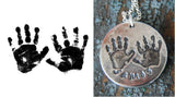 Custom Hand Print Necklace in Fine Silver - Name on Front