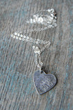 Custom Fine Silver Large Heart Fingerprint Necklace - Hangs Off-Center