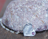 Custom Sterling Fingerprint Imprint Heart with Birthstone Inset - BRACELET