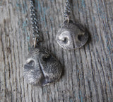 SMALL Dog or Cat Nose Print - Customized in Silver with a Sterling Silver Chain