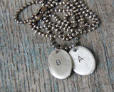 Custom TWO Silver Fingerprints - Personalized Necklace with Sterling Ball Chain