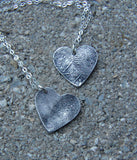 Your Own Custom Silver Double Fingerprint Heart with Sterling Chain