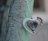 Custom Silver Floating Fingerprint Heart - Double Heart Design