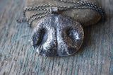 LARGE Custom Silver Dog Nose Print Necklace - Sterling Rolo Chain - Personalized to Your Pet