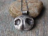 MEDIUM Custom Silver Dog Nose Print Necklace - Sterling Rolo Chain - Personalized to Your Pet