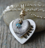 ** SPECIAL PROMOTION ** Custom Sterling Fingerprint Heart with Custom Handwriting and Chain