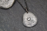 Custom Silver Fingerprint with Heart Imprint -:- Includes Sterling Rolo Chain