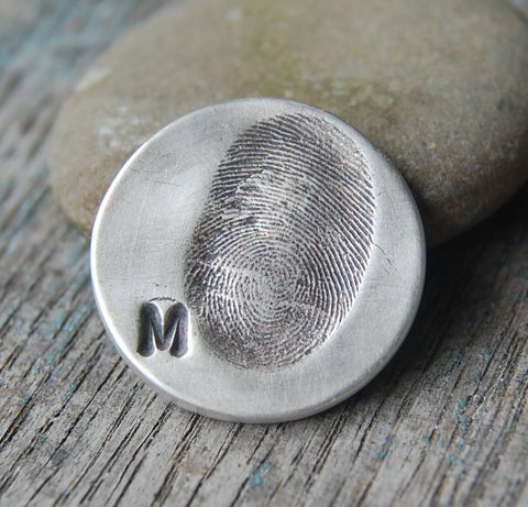 Custom Sterling Fingerprint Golf Marker -:- Personalized with Your Own Thumbprint