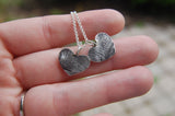 Custom TWO Small Silver Heart Fingerprints -:- Personalized with Your Children's Prints -- Includes Sterling Chain