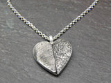 Customized Pet Paw Pad & Fingerprint Heart Necklace // Fine Silver